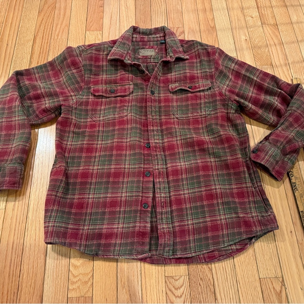 Orvis Casual Plaid Flannel Shirt - Red and Green Size L